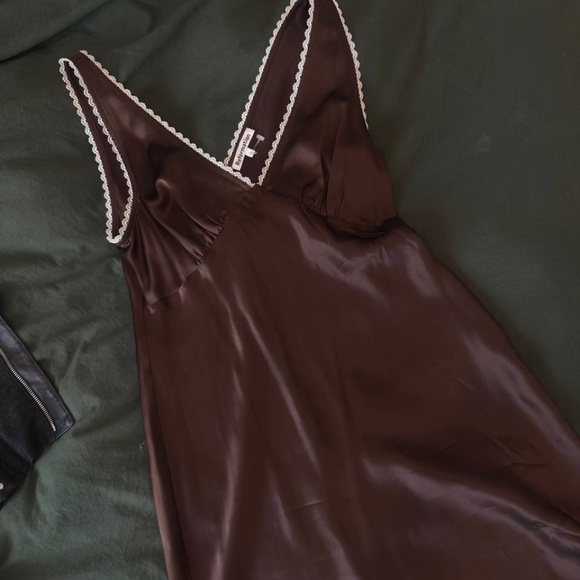 Reformation Chocolate  Keaton Silk Dress - Picture 8 of 9